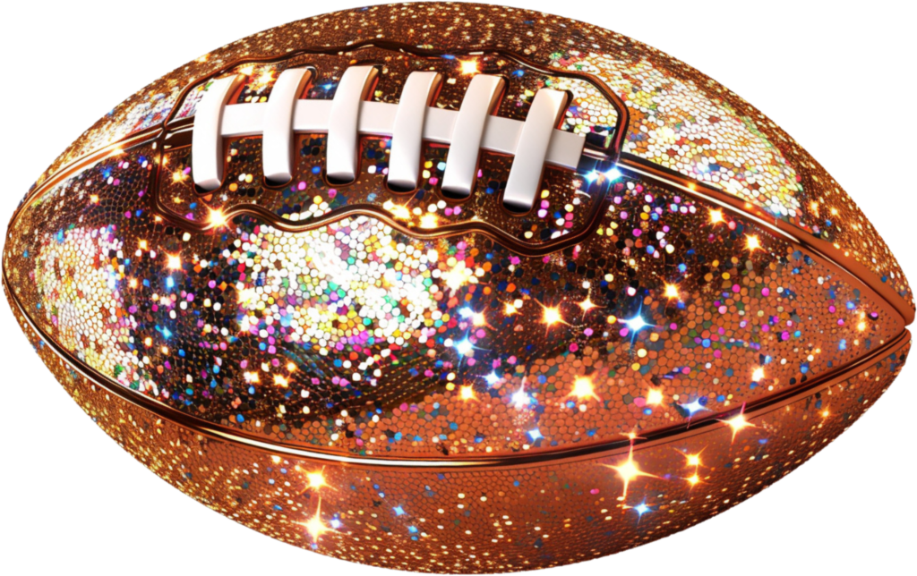 Glitter football game-day spirit DTF heat transfer design