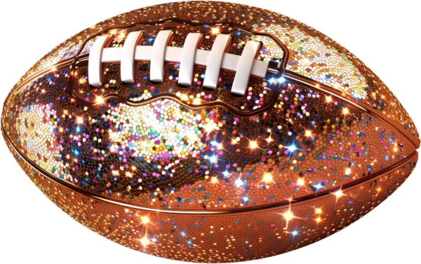 Glitter football game-day spirit DTF heat transfer design