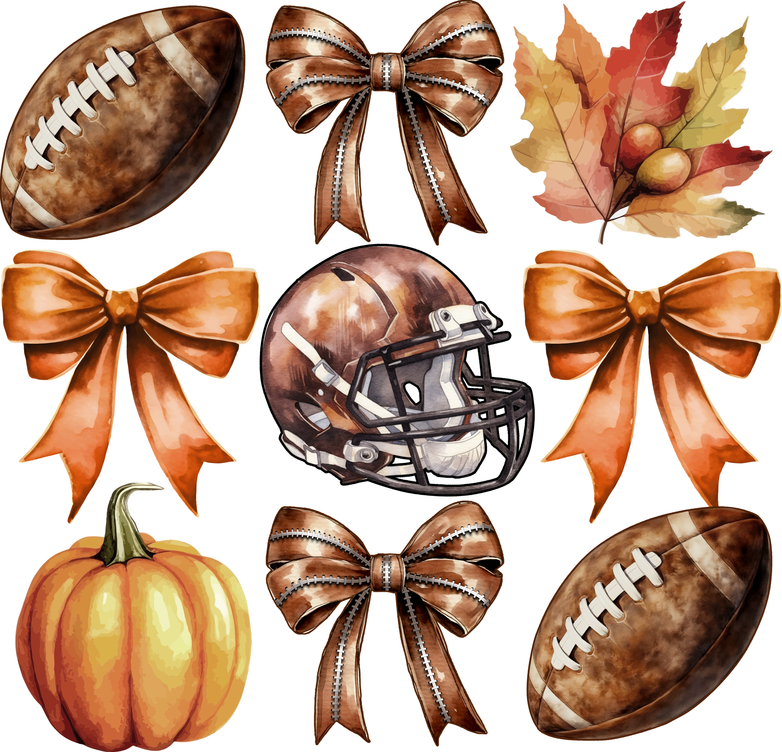 Game day pumpkin and football fall collage DTF transfer design