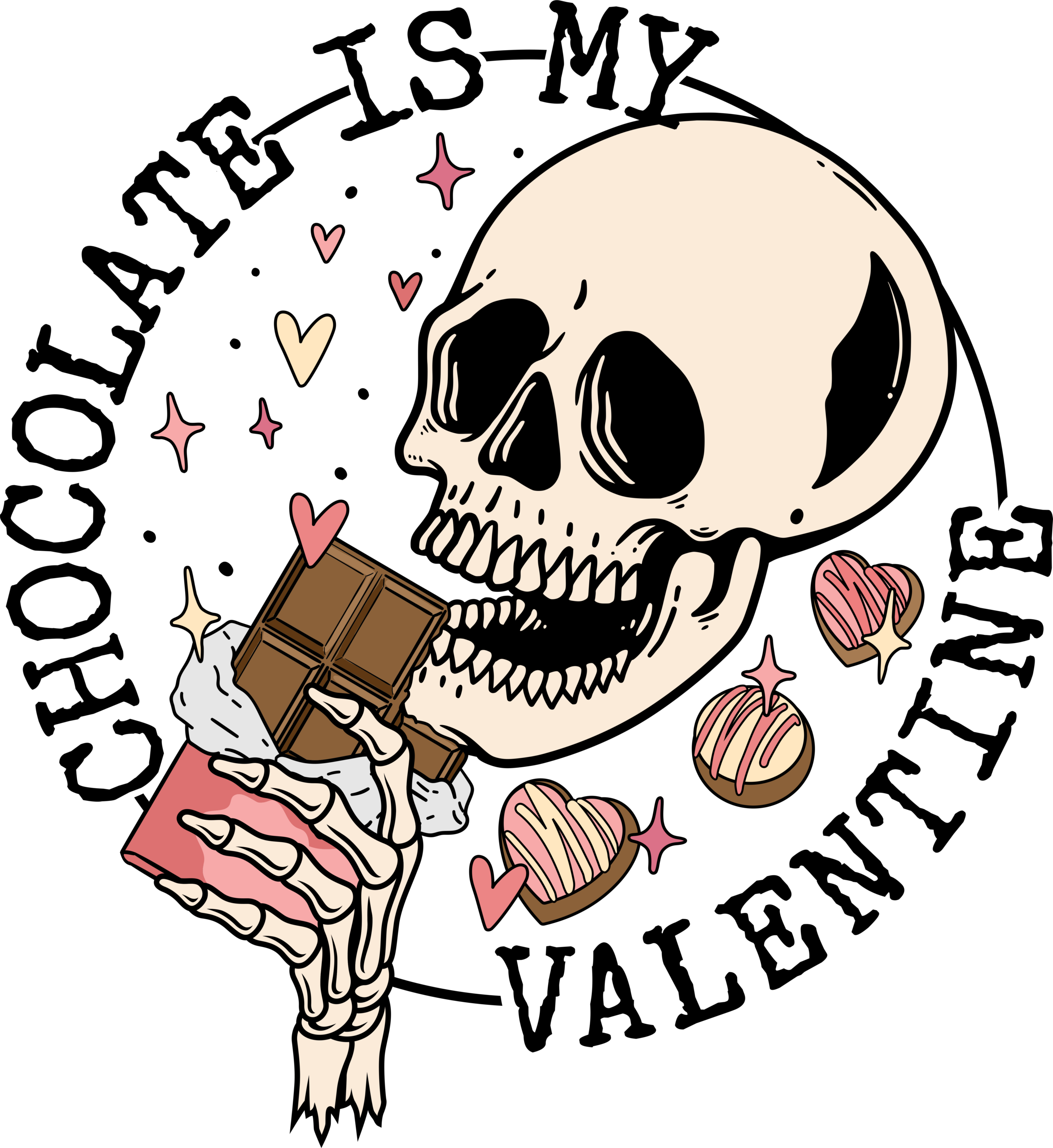 Chocolate Is My Valentine dessert-themed DTF heat transfer design