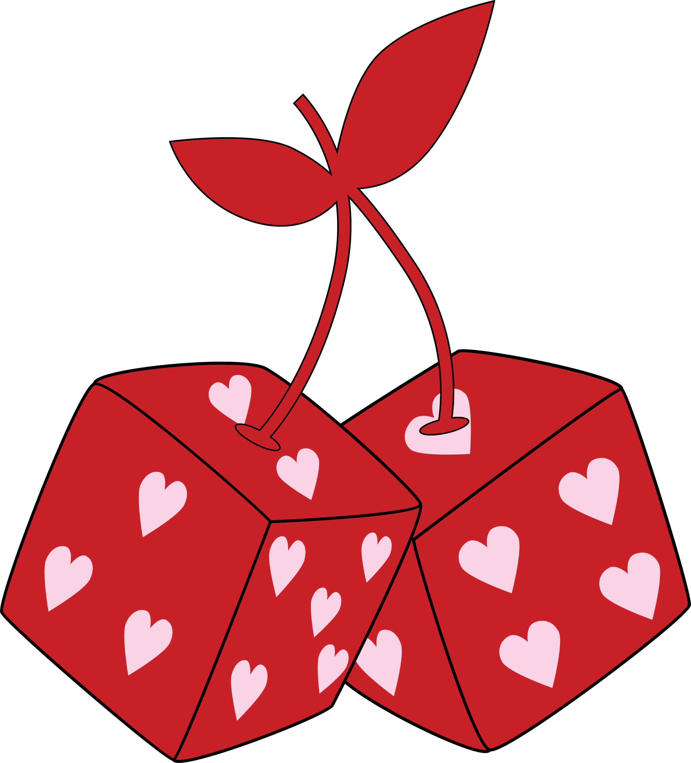 Cherry heart dice retro lucky-in-love DTF heat transfer design