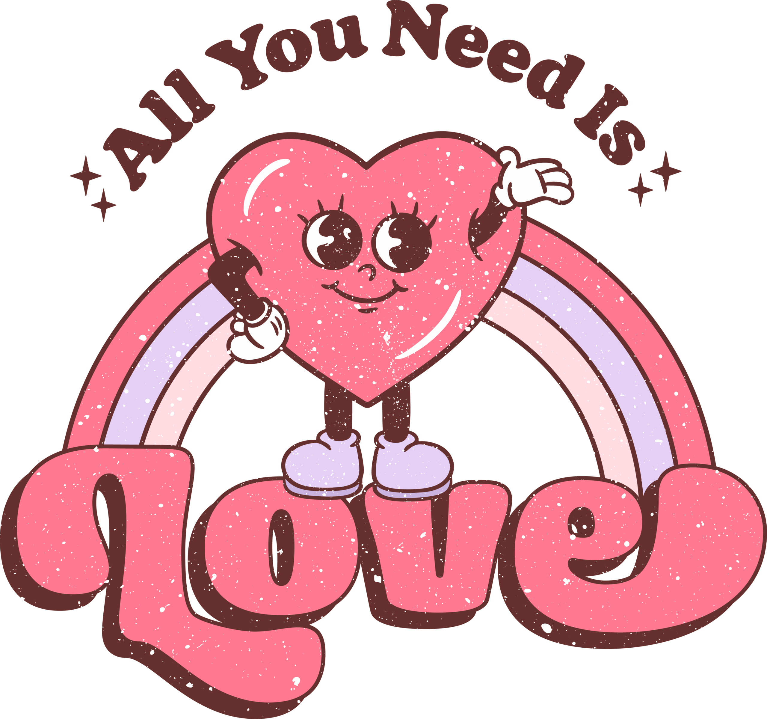 All You Need Is Love lettering DTF heat transfer design