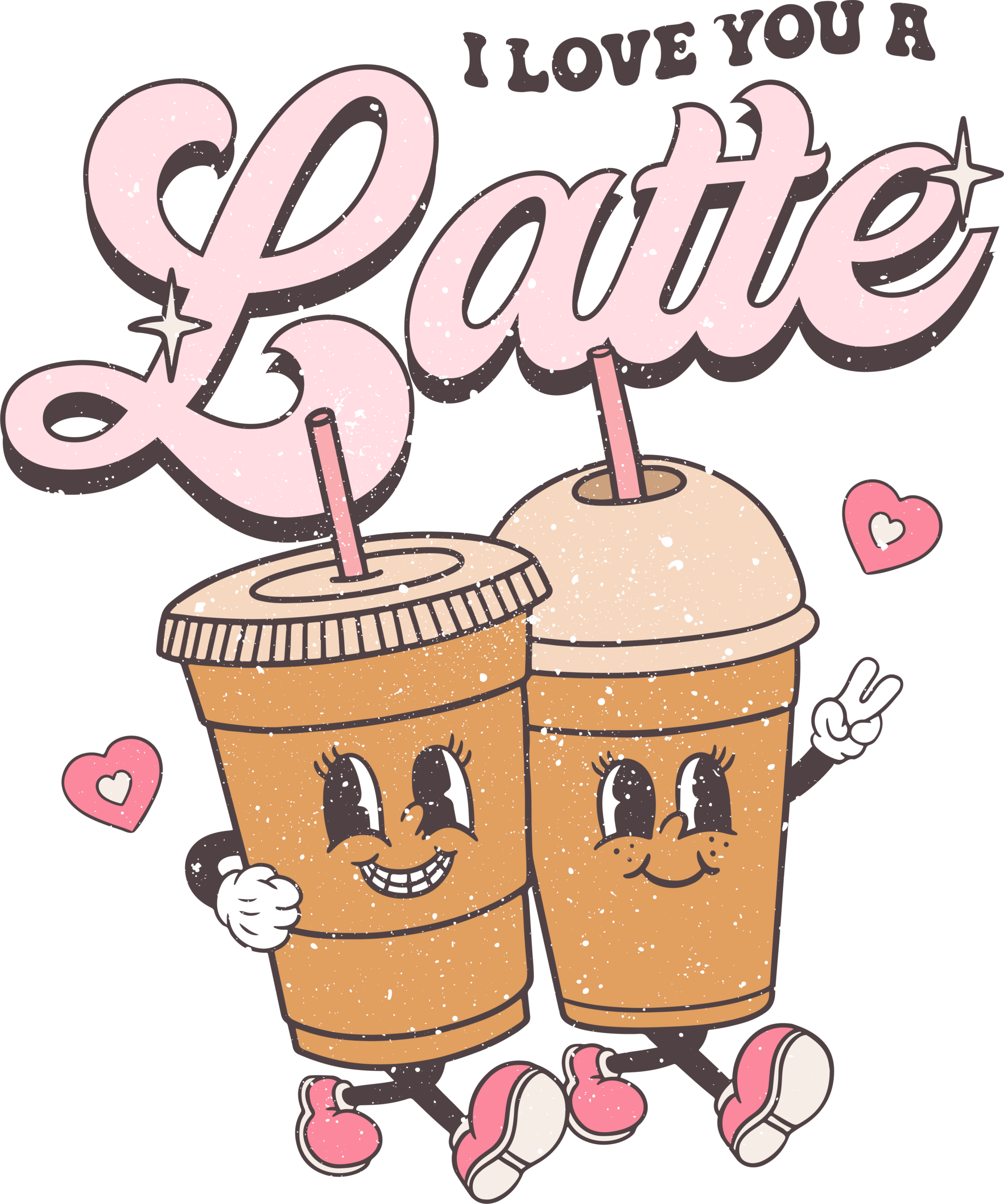 I Love You A Latte coffee pun DTF heat transfer design