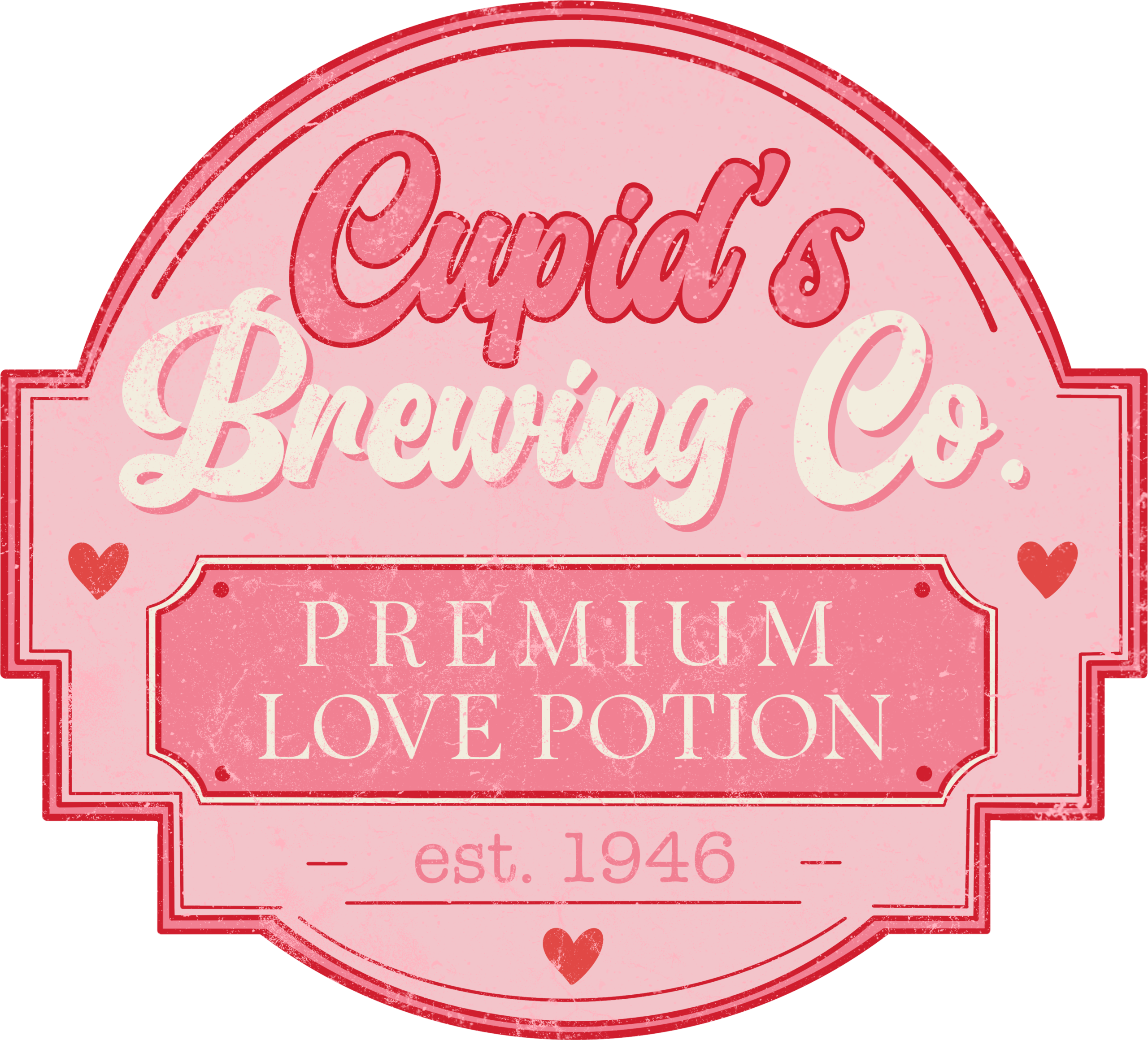 Cupid's Brewing Co. coffee-house Valentine DTF heat transfer design