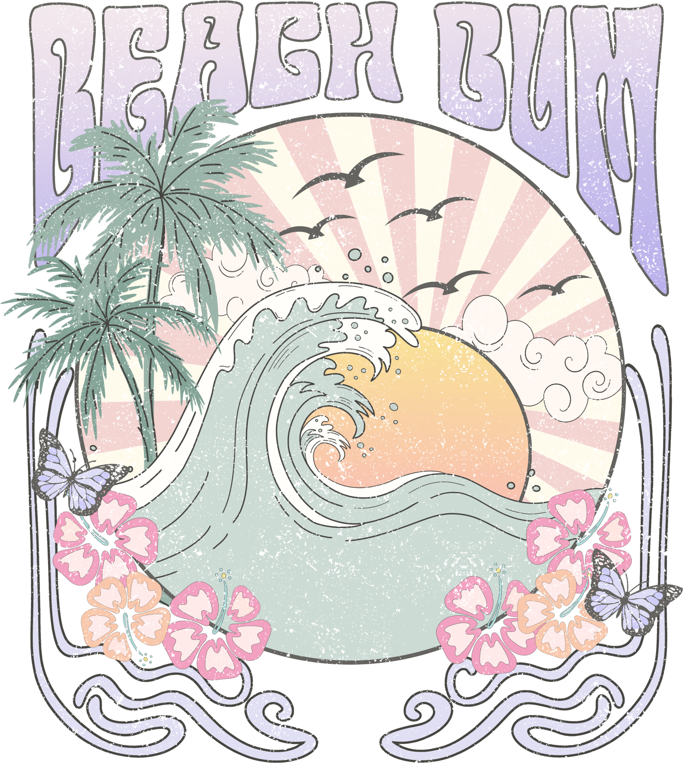 Beach Bum coastal summer DTF heat transfer design