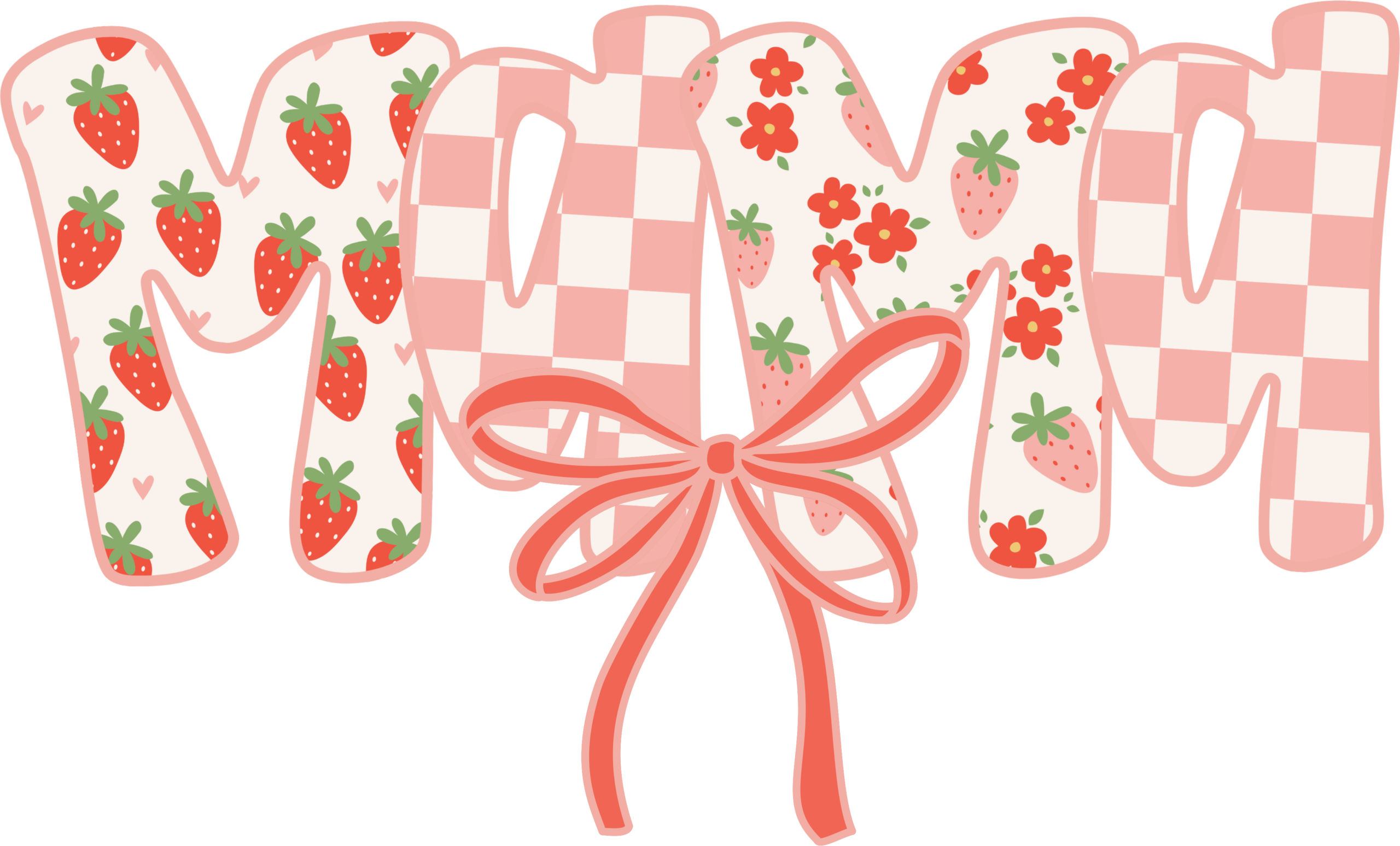 Strawberry Mama checkered design ready-to-press DTF transfer for moms
