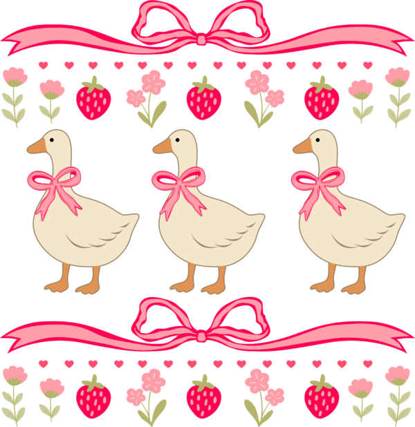 Goose Trio With Bows coquette ready-to-press DTF transfer design