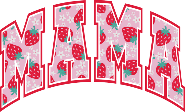 Strawberry Mama arch design ready-to-press DTF transfer for moms