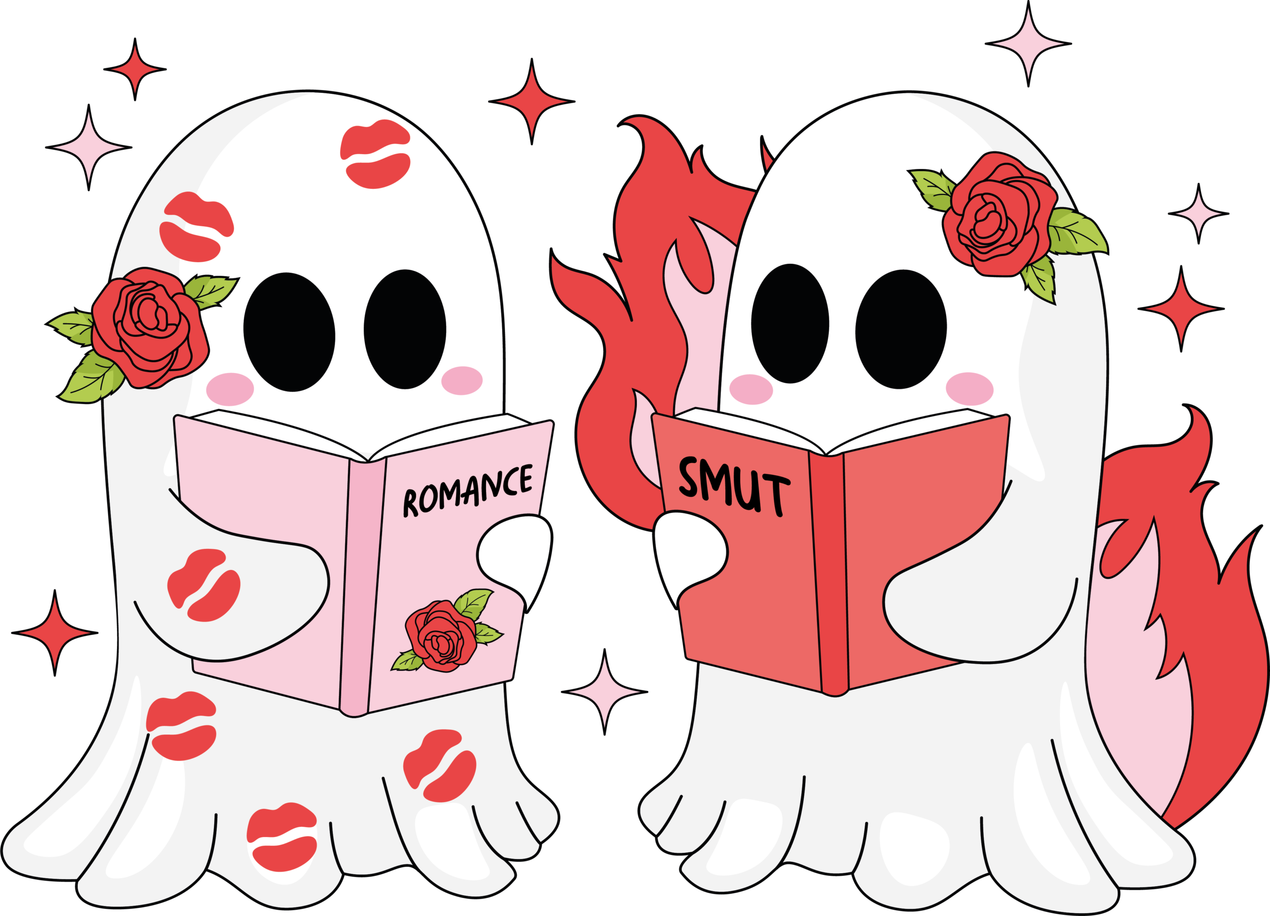 Romance and Smut Ghost Readers bookish ready-to-press DTF transfer design