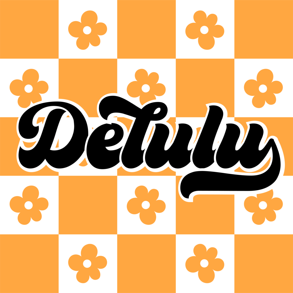 Delulu Checkered retro checkerboard ready-to-press DTF transfer design
