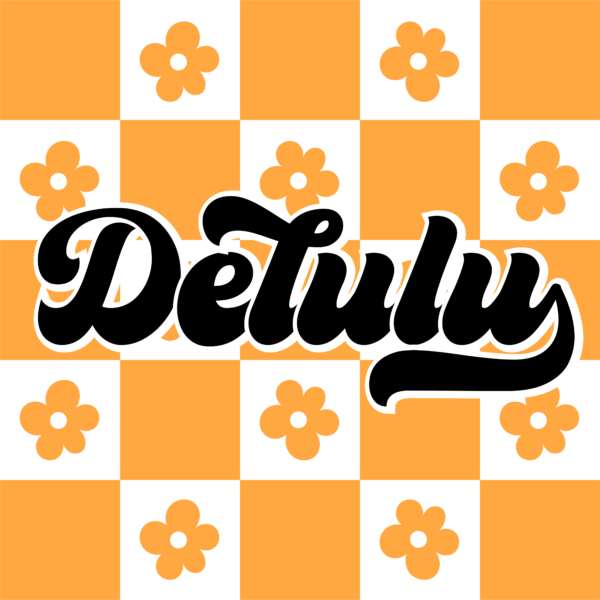 Delulu Checkered retro checkerboard ready-to-press DTF transfer design