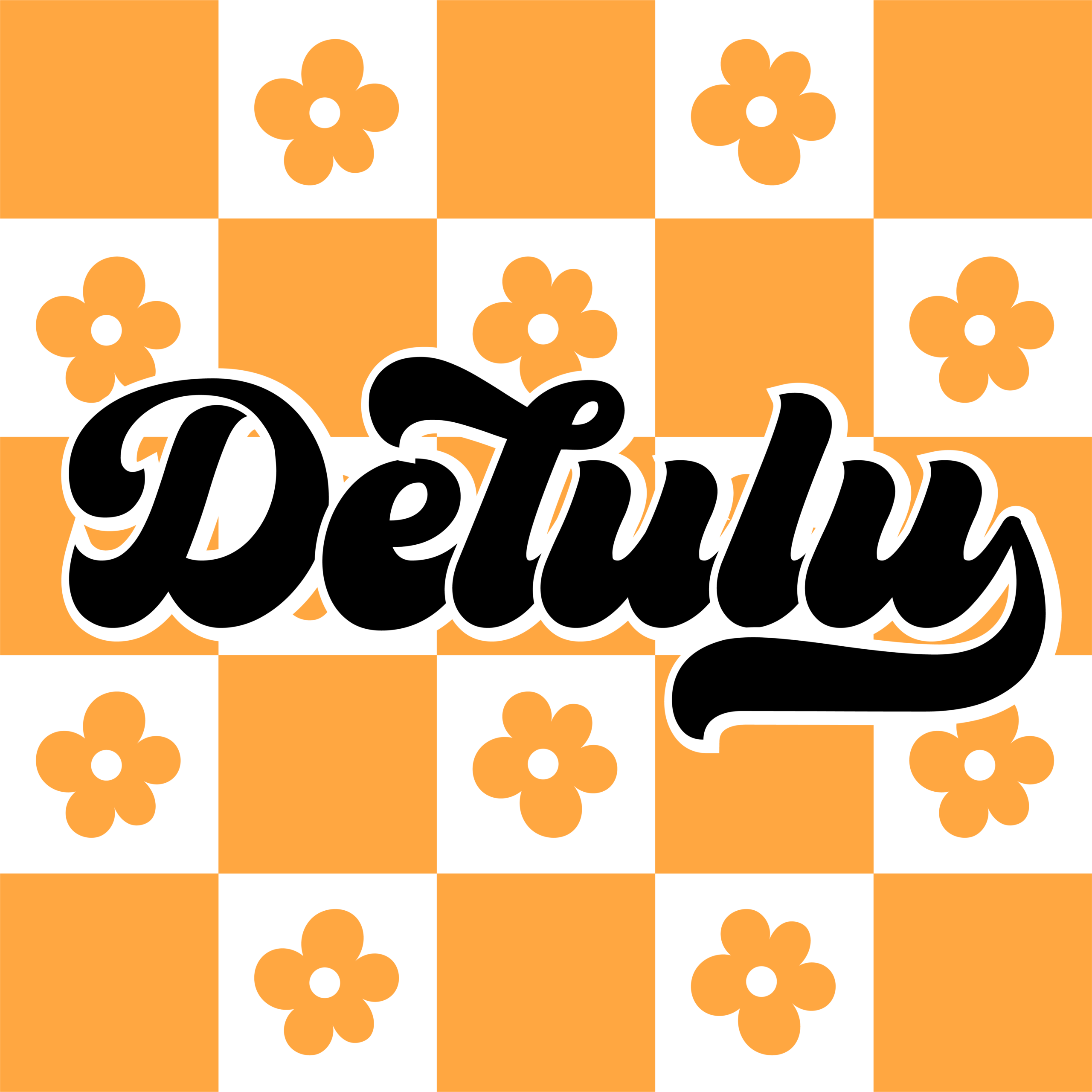 Delulu Checkered retro checkerboard ready-to-press DTF transfer design