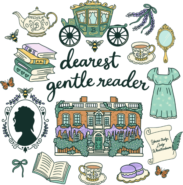 Dearest Gentle Reader Collage Regency-era ready-to-press DTF transfer design