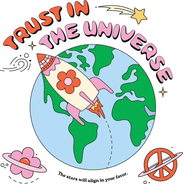 Trust In The Universe Rocket celestial ready-to-press DTF transfer design