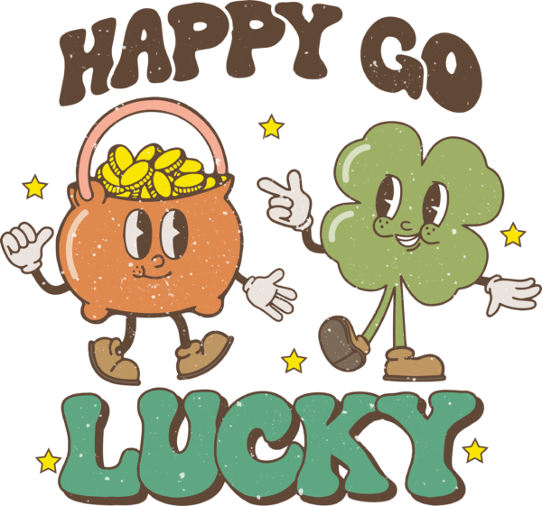 Happy Go Lucky cheerful lucky ready-to-press DTF transfer design