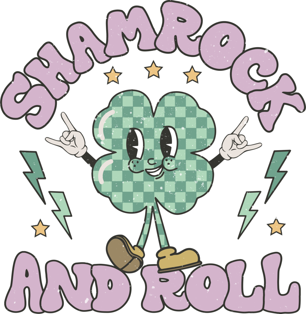 Shamrock and roll St. Patrick's pun ready-to-press DTF heat transfer design
