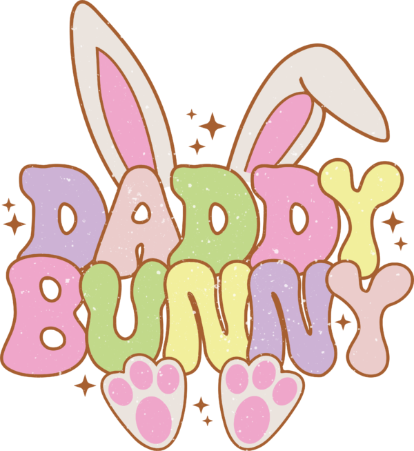 Daddy bunny spring character ready-to-press full-color DTF heat transfer