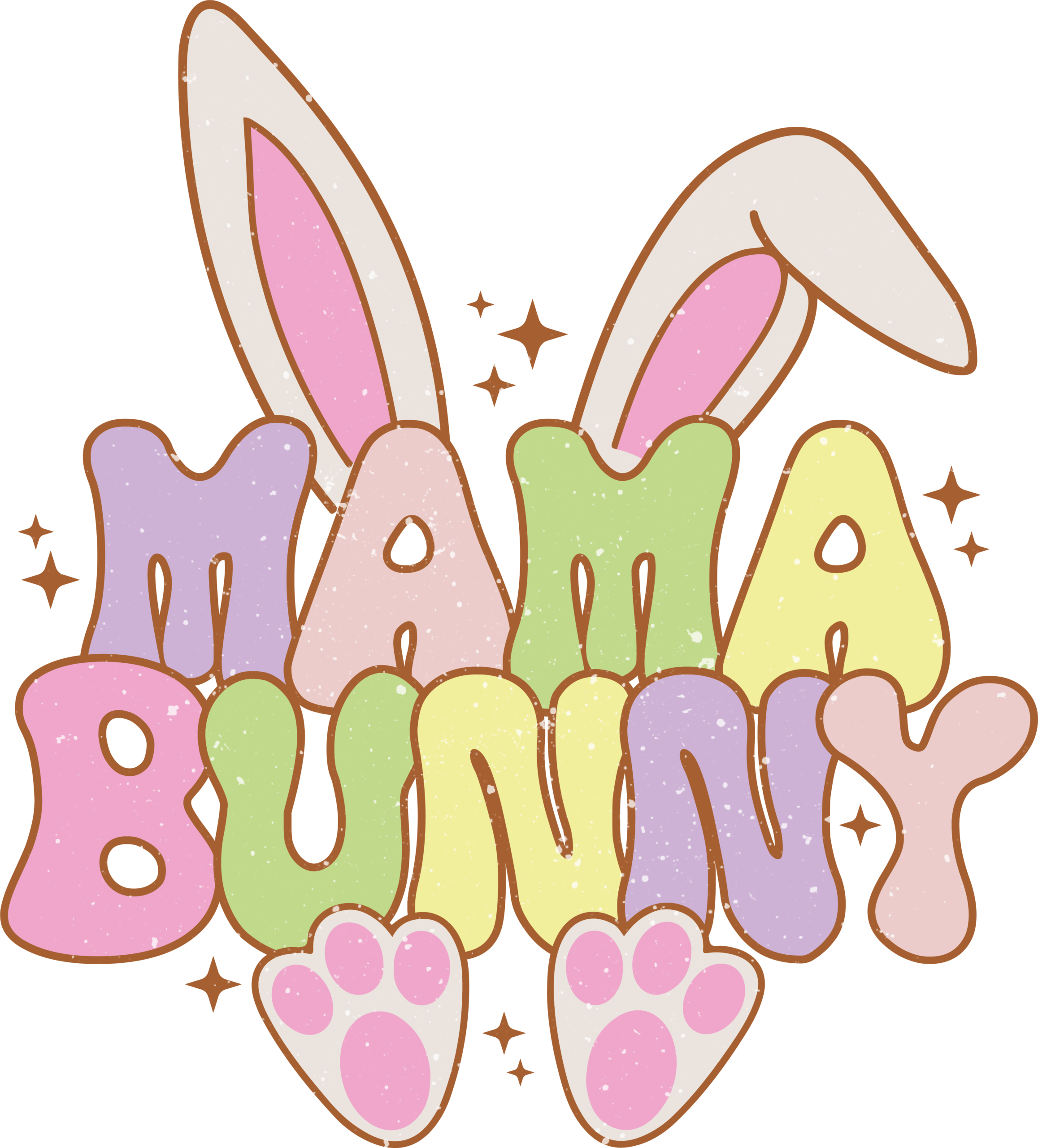 Mama bunny spring character ready-to-press full-color DTF heat transfer