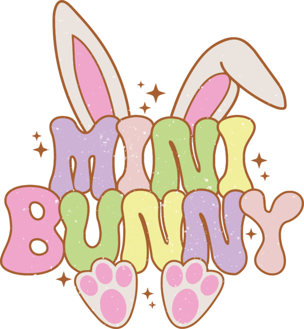 Mini spring bunny ready-to-press full-color DTF heat transfer design
