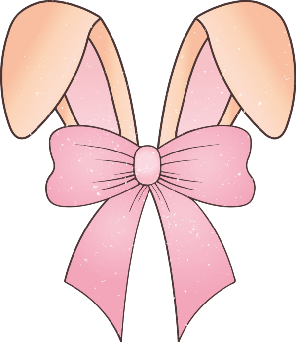 Bunny ears with bow ready-to-press full-color DTF heat transfer design