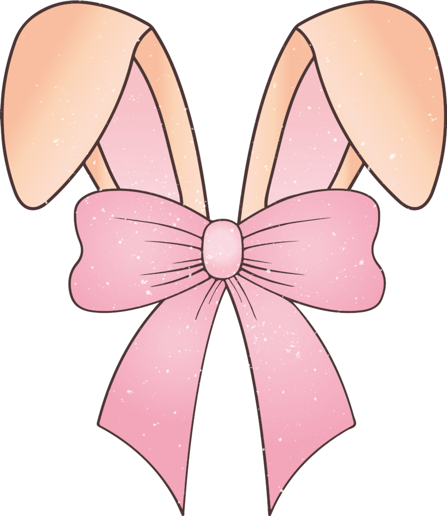 Bunny ears with bow ready-to-press full-color DTF heat transfer design