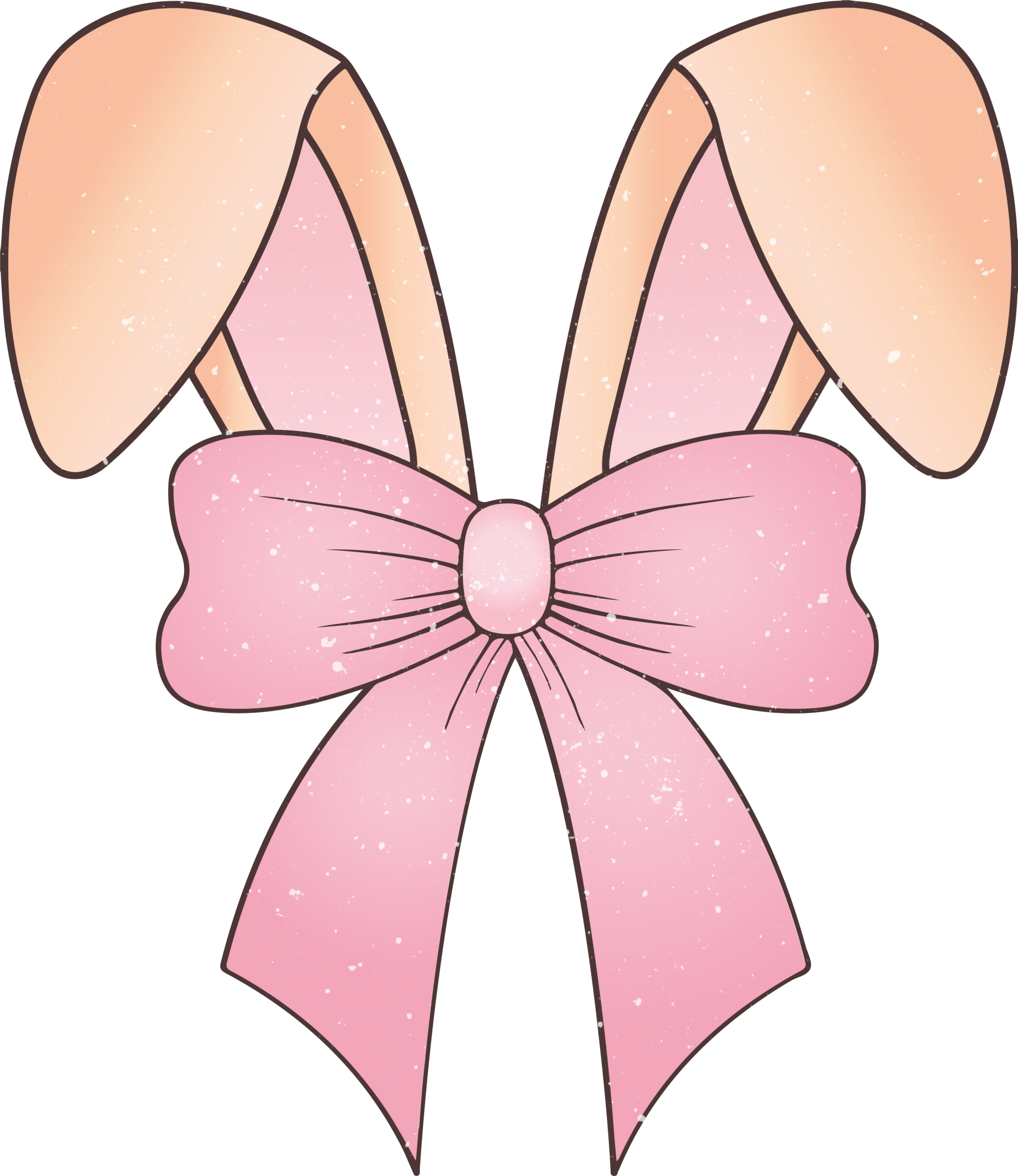 Bunny ears with bow ready-to-press full-color DTF heat transfer design
