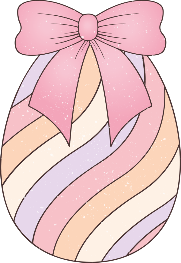 Pastel Easter egg with bow ready-to-press full-color DTF heat transfer