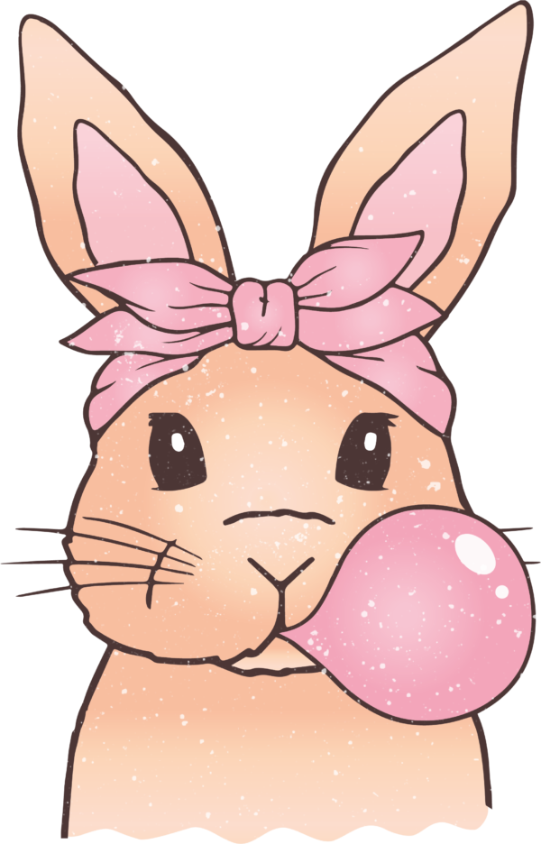 Bunny bow bubblegum pink Easter DTF heat transfer design