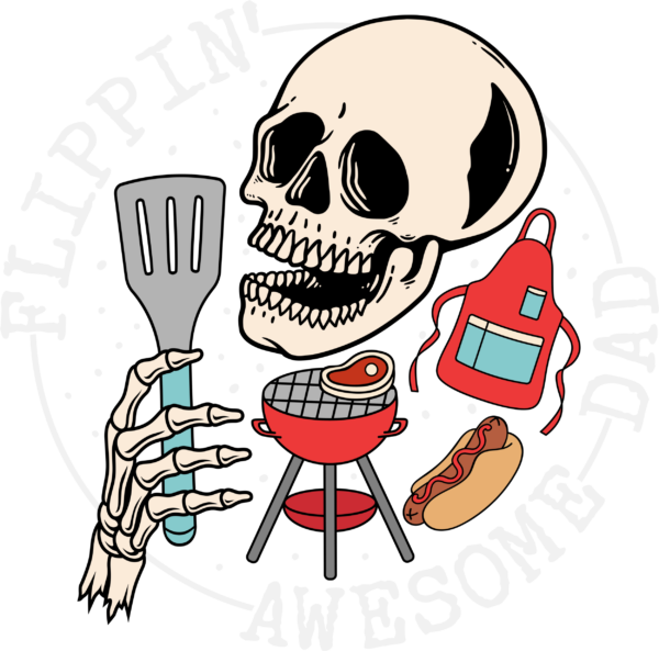 Flippin Awesome Dad grill-themed DTF heat transfer design