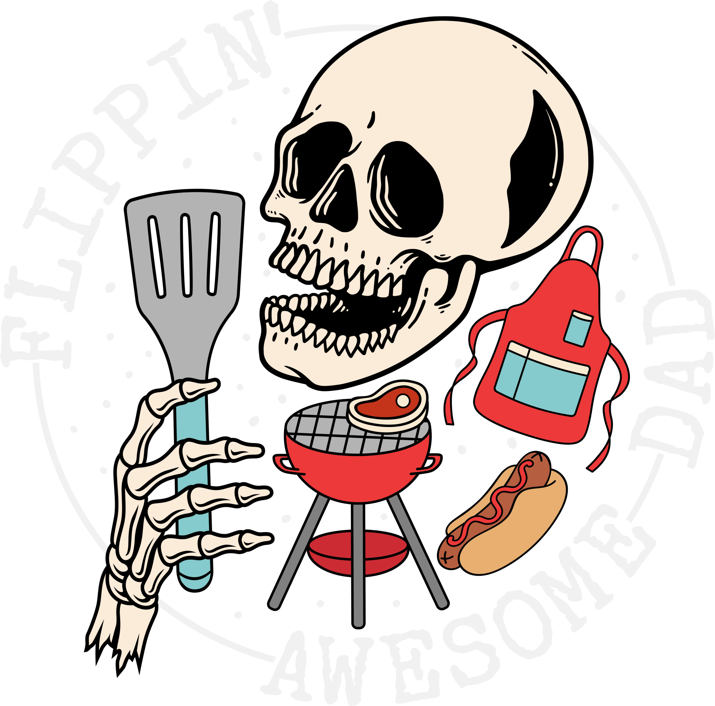 Flippin Awesome Dad grill-themed DTF heat transfer design