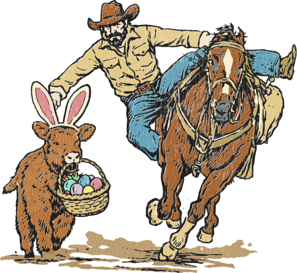 Cowboy Easter bunny heist western-style DTF heat transfer design