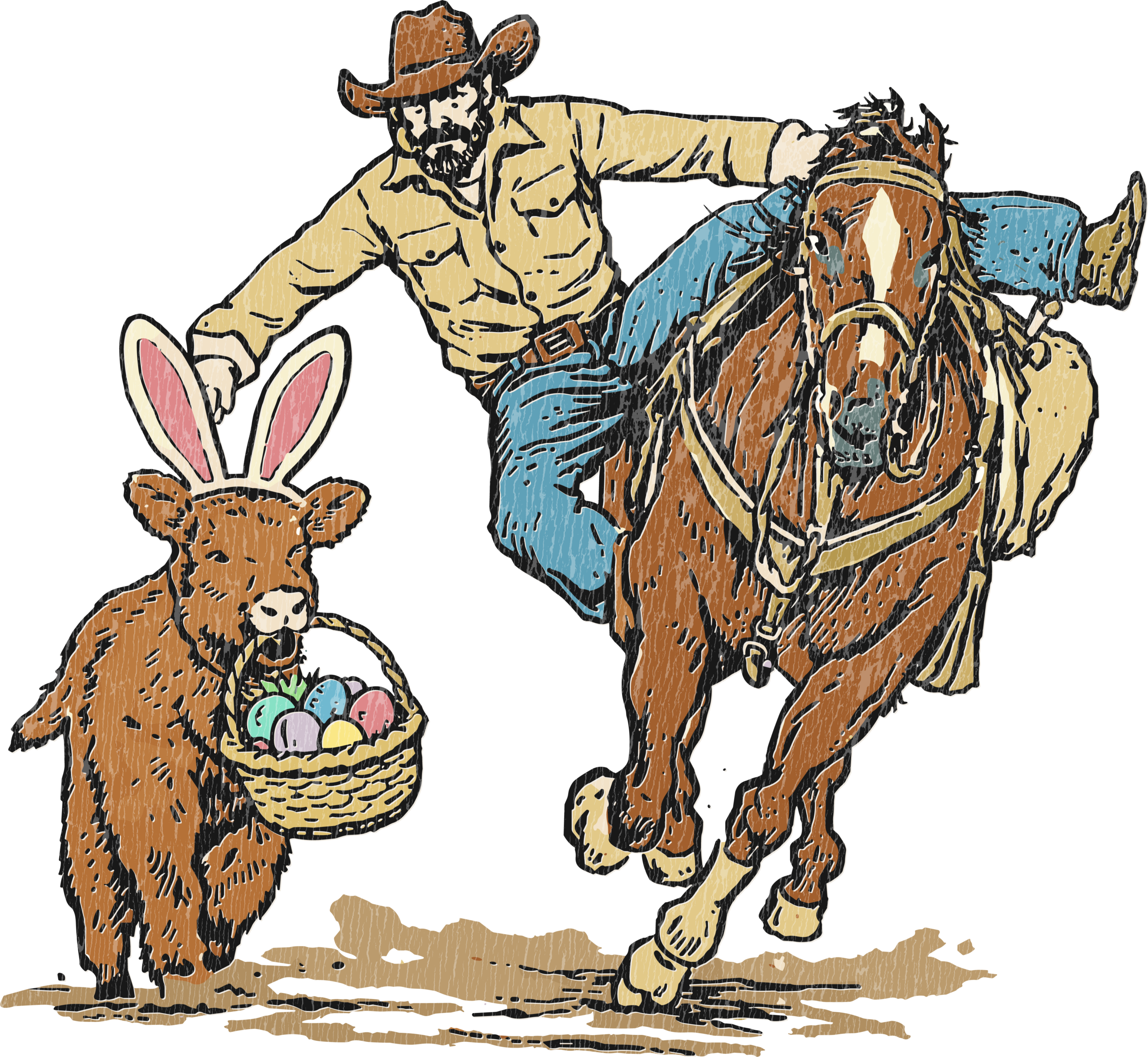 Cowboy Easter bunny heist western-style DTF heat transfer design