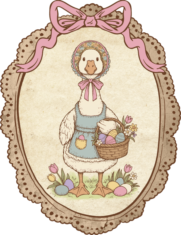 Easter goose cameo vintage silhouette DTF heat transfer design