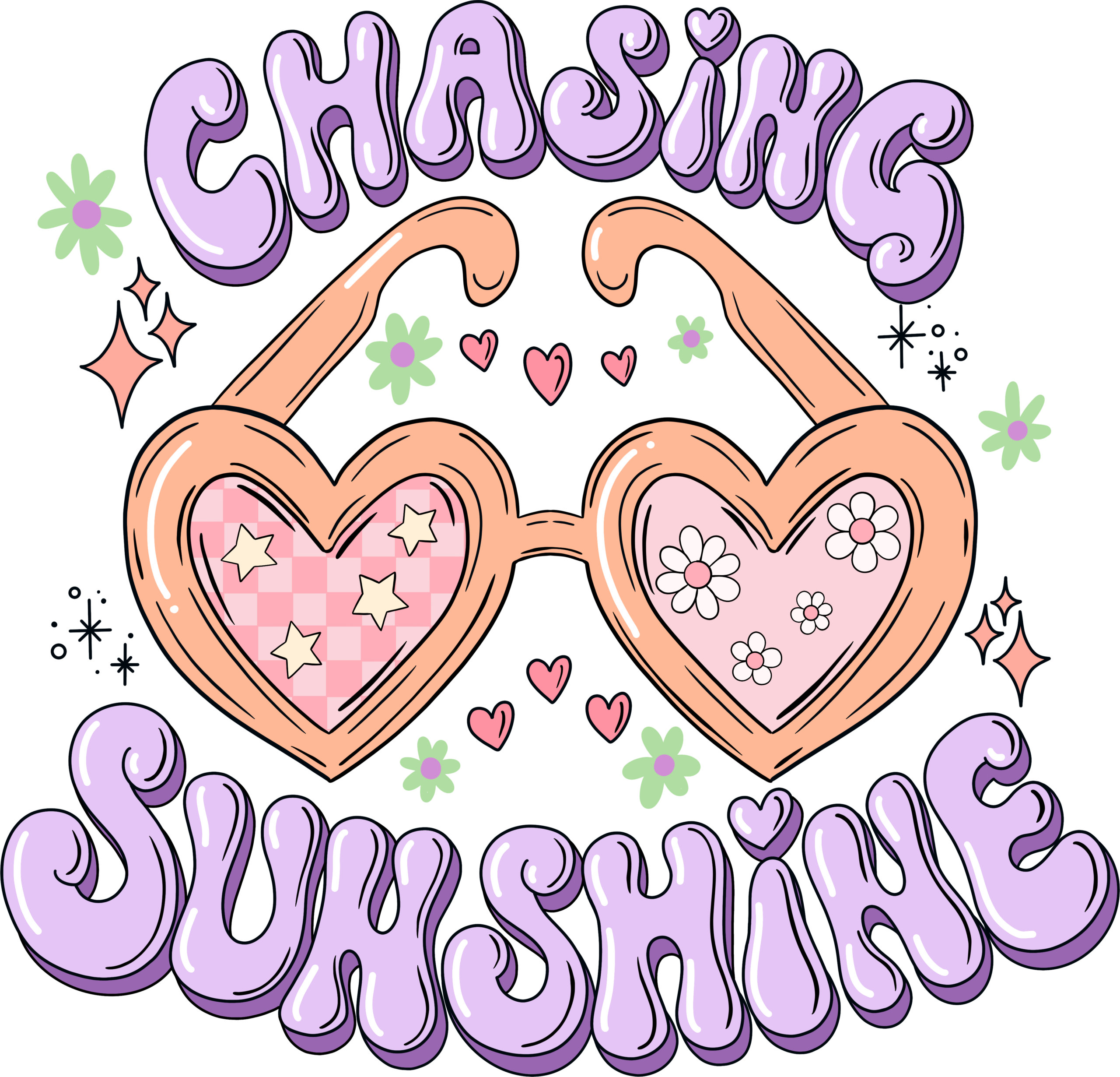 Chasing sunshine sunny summer graphic DTF heat transfer design