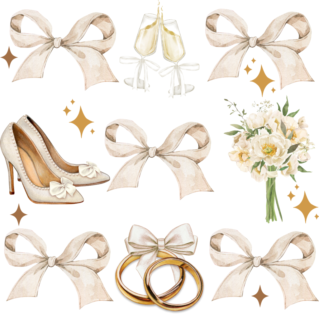 Wedding day floral collage DTF heat transfer design