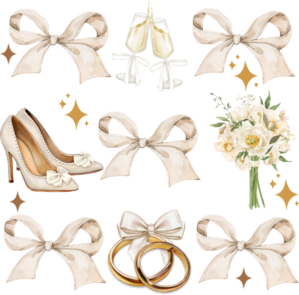 Wedding day floral collage DTF heat transfer design