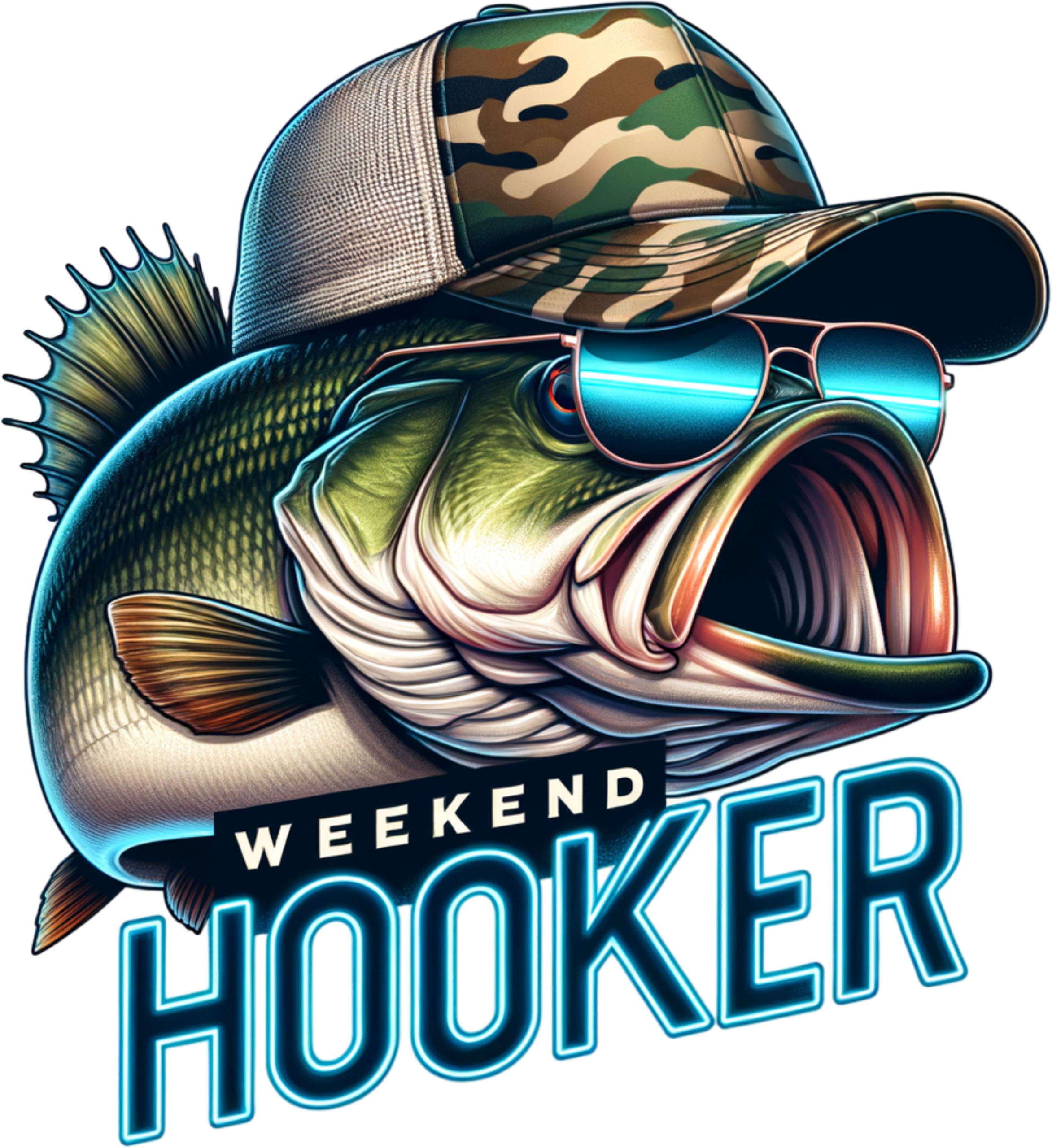 Weekend hooker funny fishing pun DTF heat transfer design