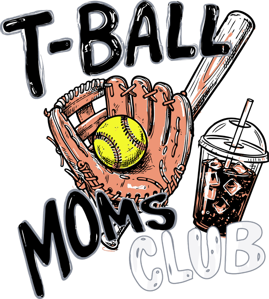 T-ball moms club sketch-style DTF heat transfer design