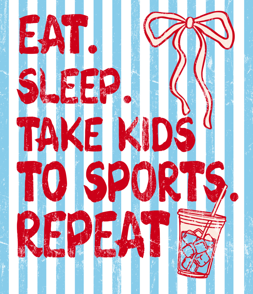Eat sleep take kids to sports red slogan DTF transfer design