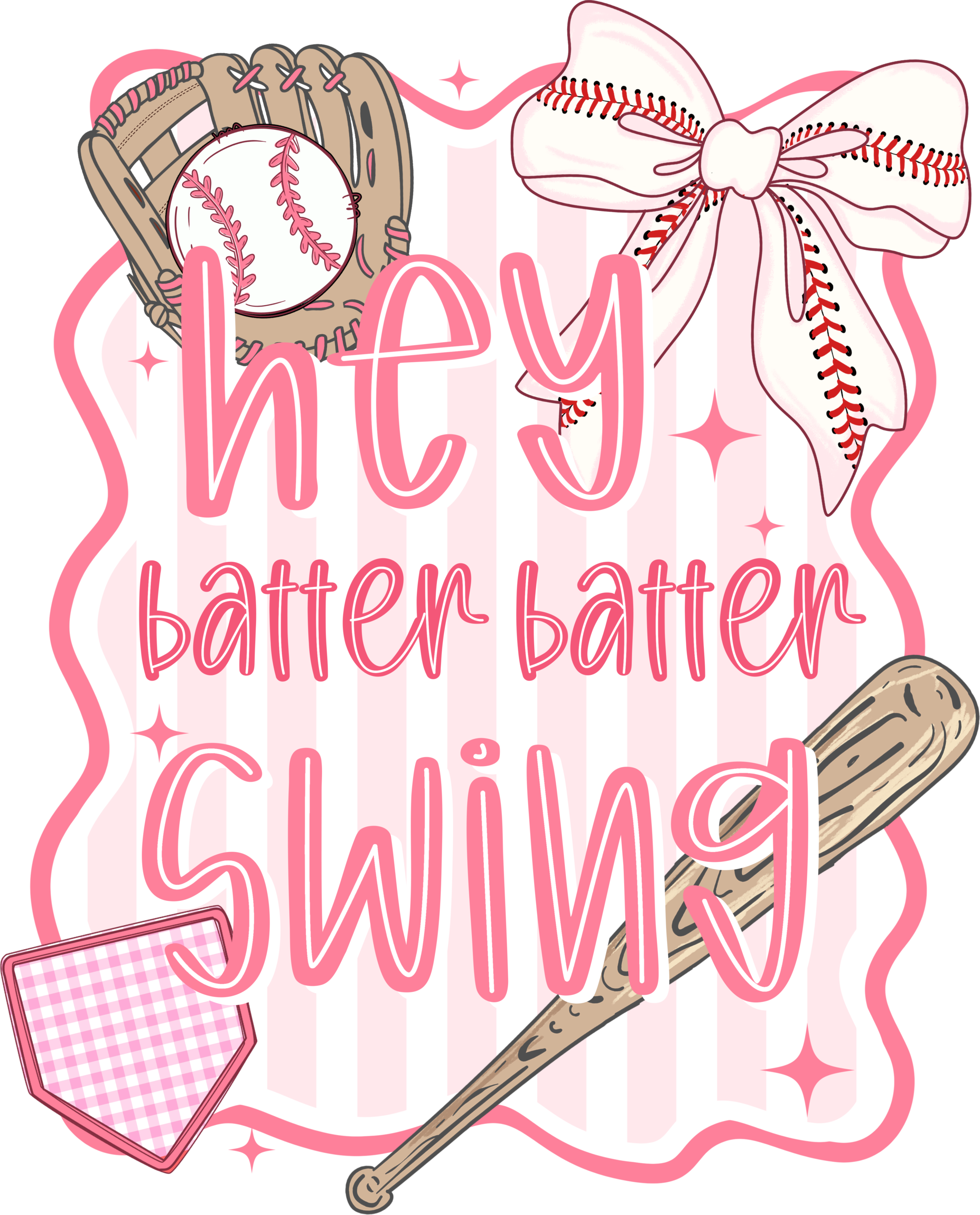 Hey batter batter swing baseball ready-to-press DTF transfer design