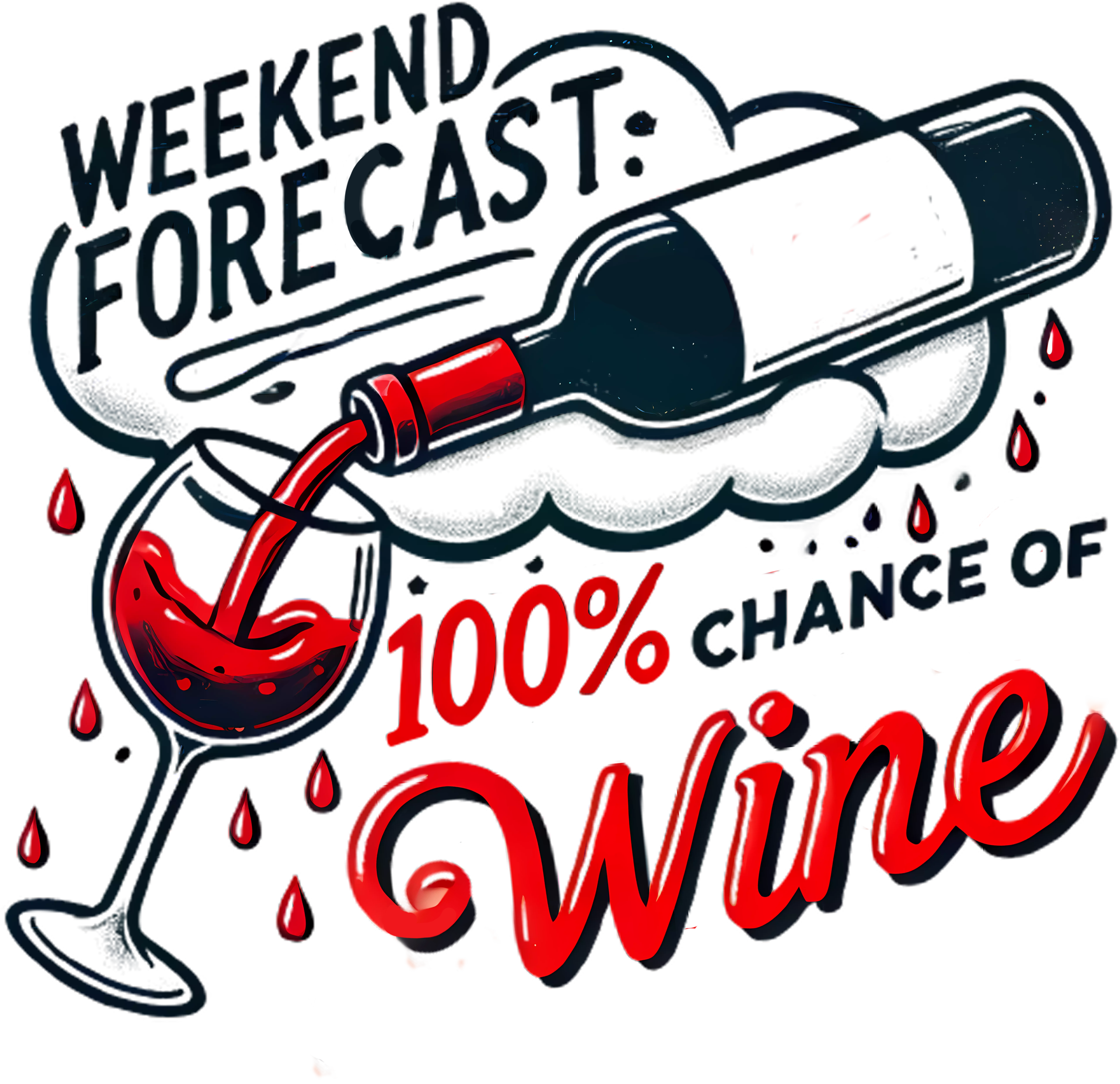 Weekend forecast 100 percent wine ready-to-press DTF transfer design
