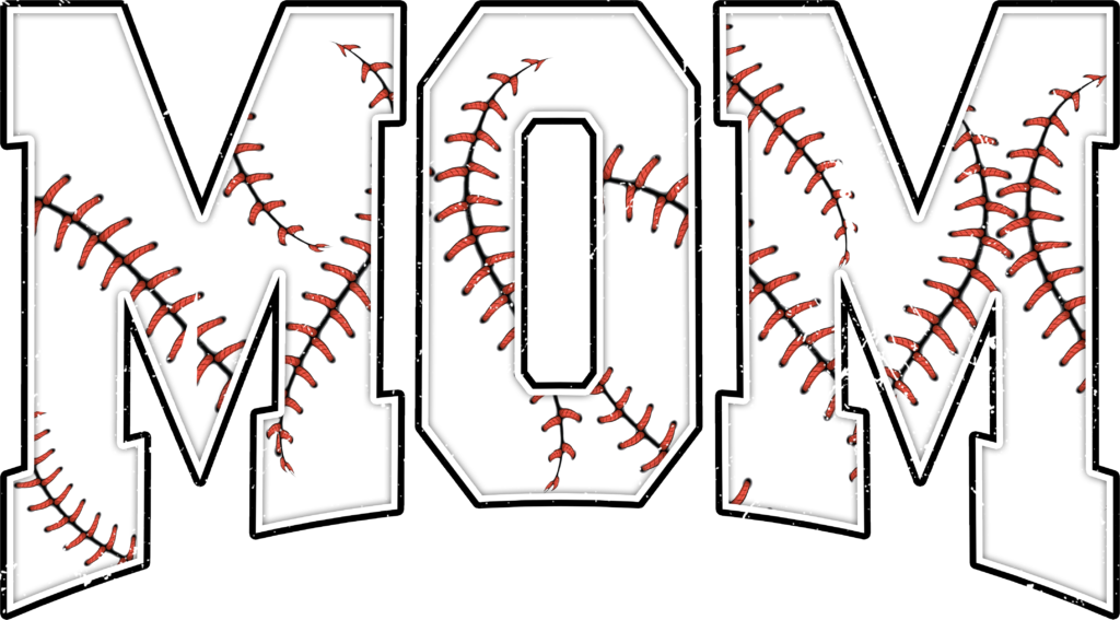 Baseball stitch mom lettering ready-to-press DTF transfer design