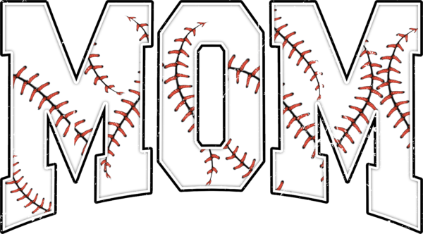 Baseball stitch mom lettering ready-to-press DTF transfer design
