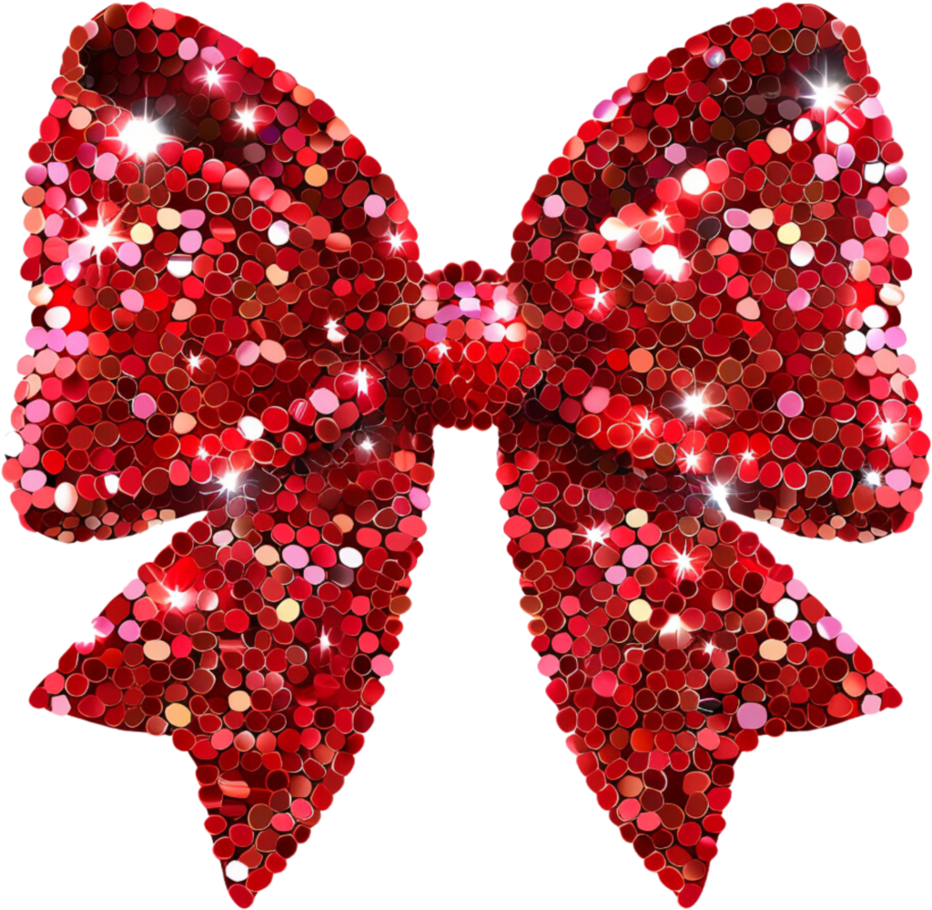 Red glitter bow ready-to-press DTF heat transfer design
