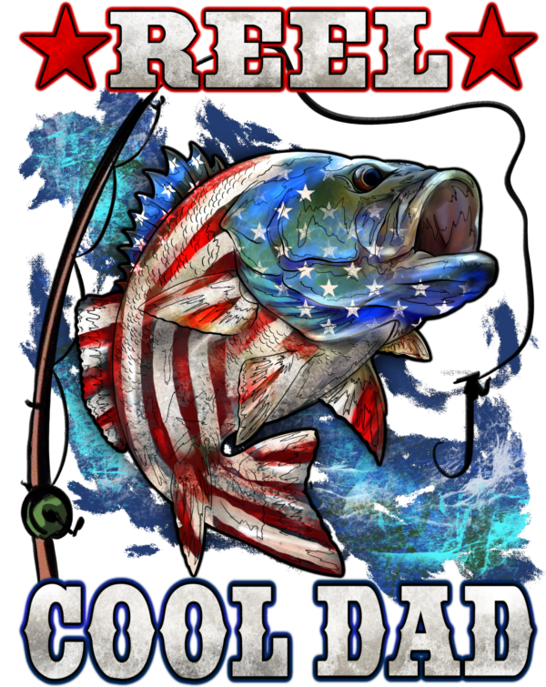 Reel Cool Dad fishing pun Father's Day DTF heat transfer design