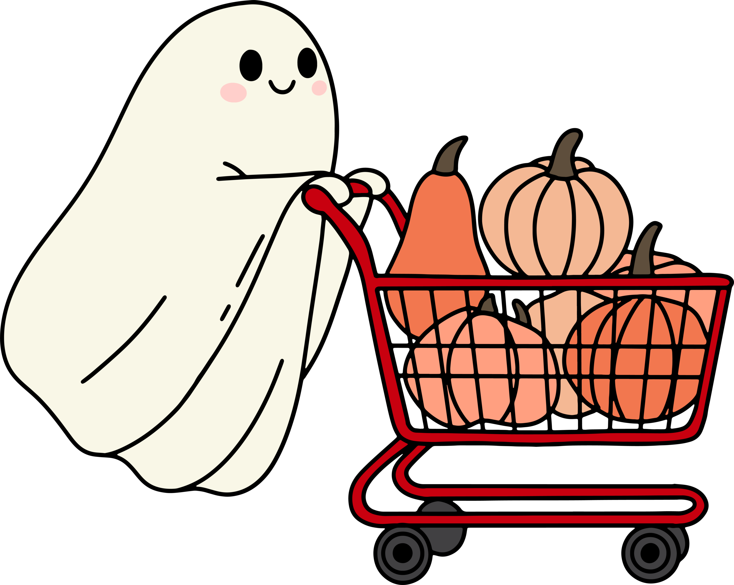 Ghost Shopping For Pumpkins cute fall ghost DTF transfer design