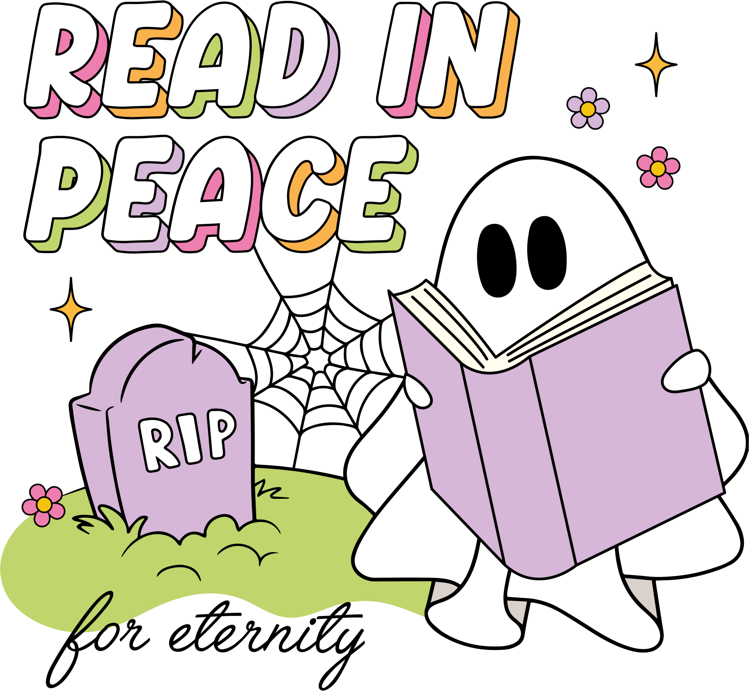 Read In Peace For Eternity bookish Halloween DTF transfer design