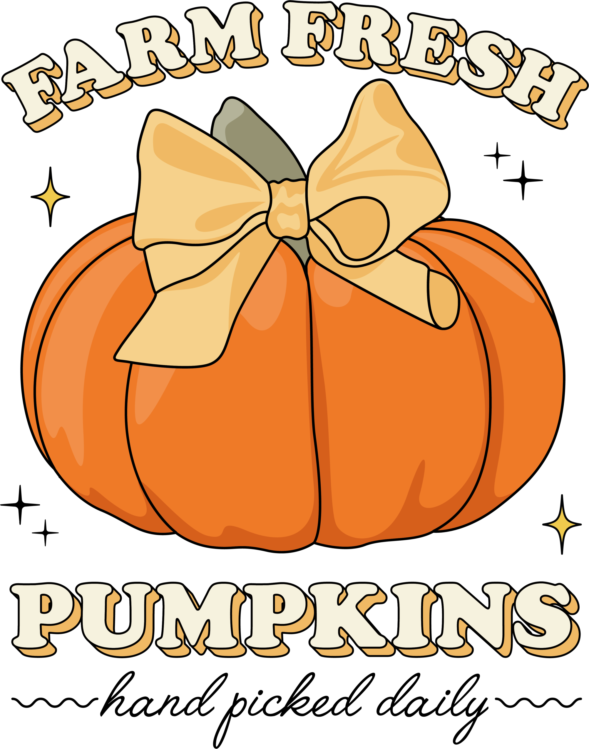 Farm Fresh Pumpkins rustic autumn harvest DTF transfer design