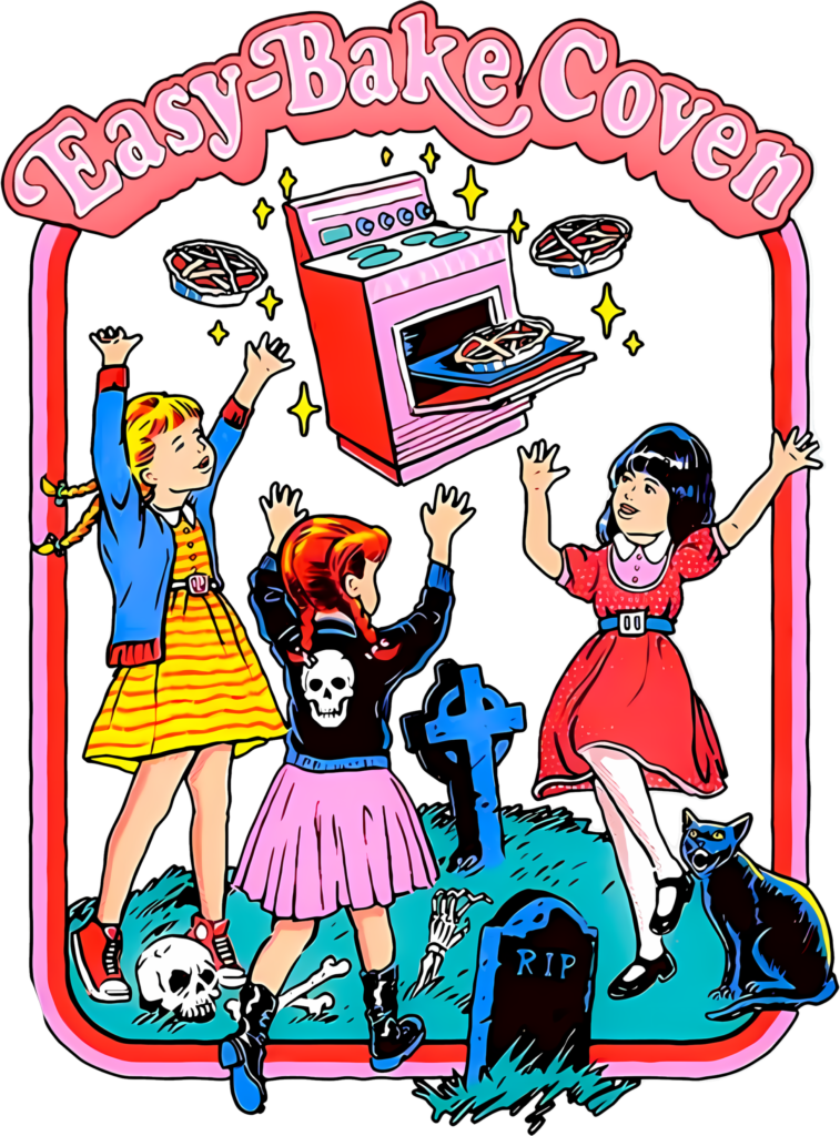 Easy-Bake Coven retro witchy kitchen Halloween DTF transfer design
