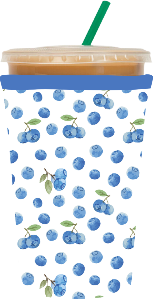 Blueberries fruit coffee sleeve UV DTF cup wrap design
